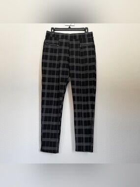 Petite Large Black Plaid Dress Pants Slim Fit